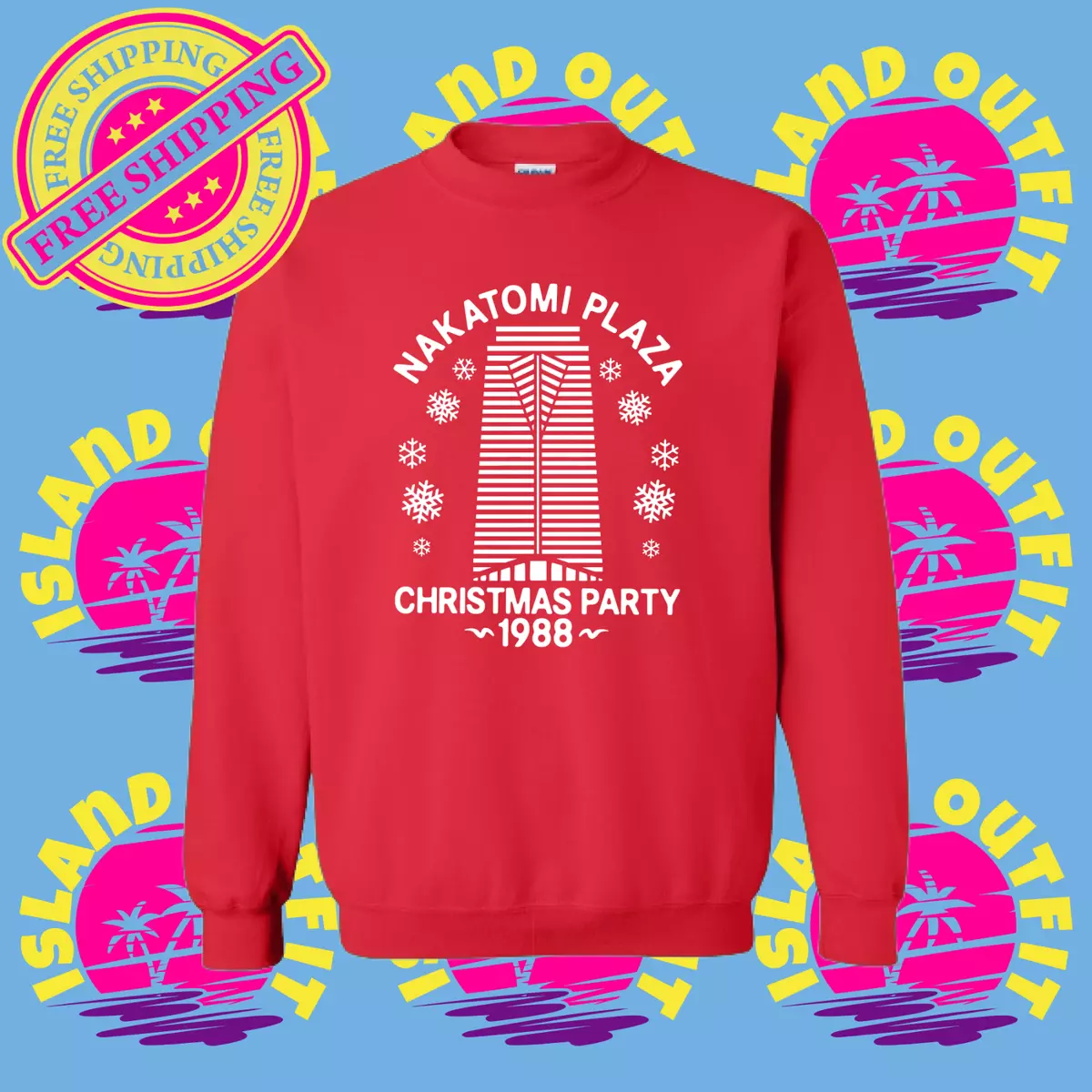Die Hard Red Crewneck Sweatshirt Nakatomi Plaza Christmas Party