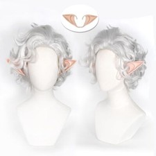 Slivery Hair Baldur's Gate3 Heat Resistant Synthetic Astarion Cosplay Wig ear