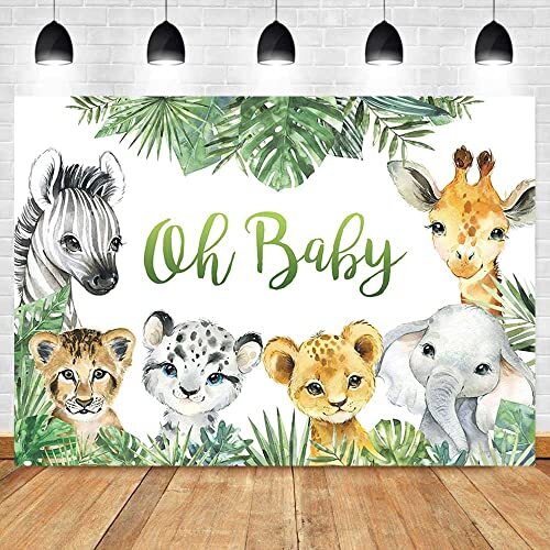 Safari Baby Shower Backdrop Jungle Animals Wild One Birthday Photography 7x5ft - Picture 6 of 8