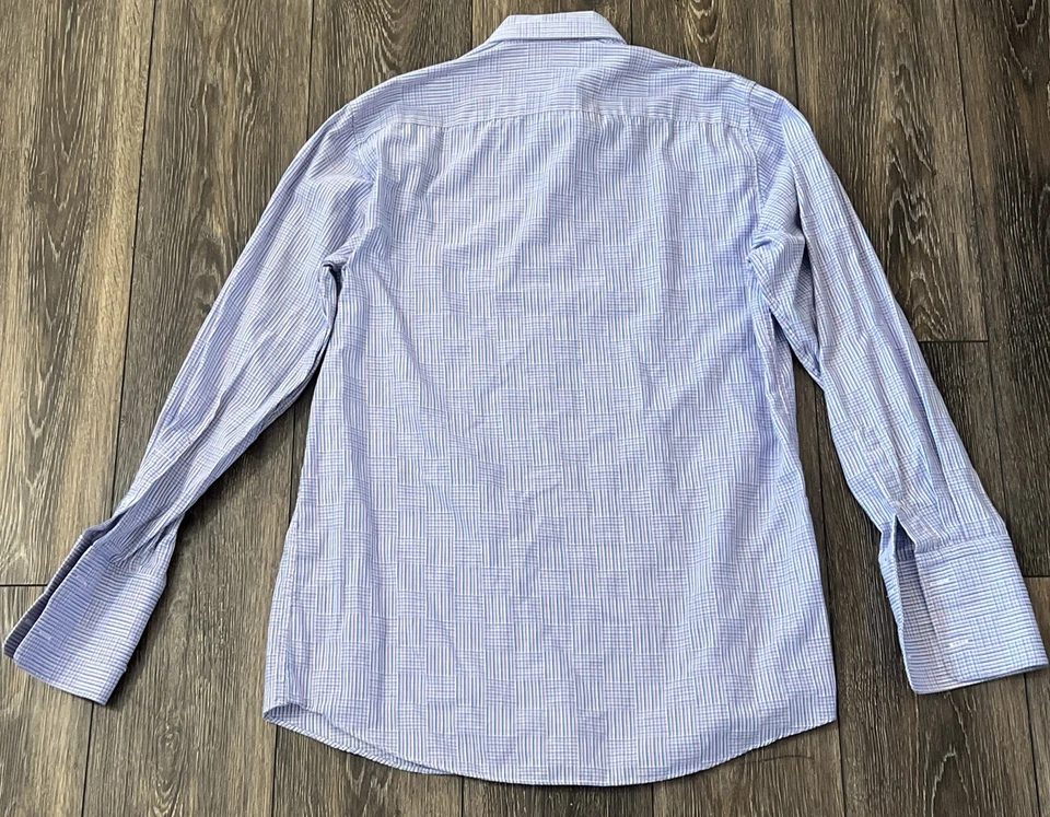 Camisa de vestir Stacy Adams para hombre 15,5 34/35 a cuadros puño francés abotonada manga larga Foto 4 de 4