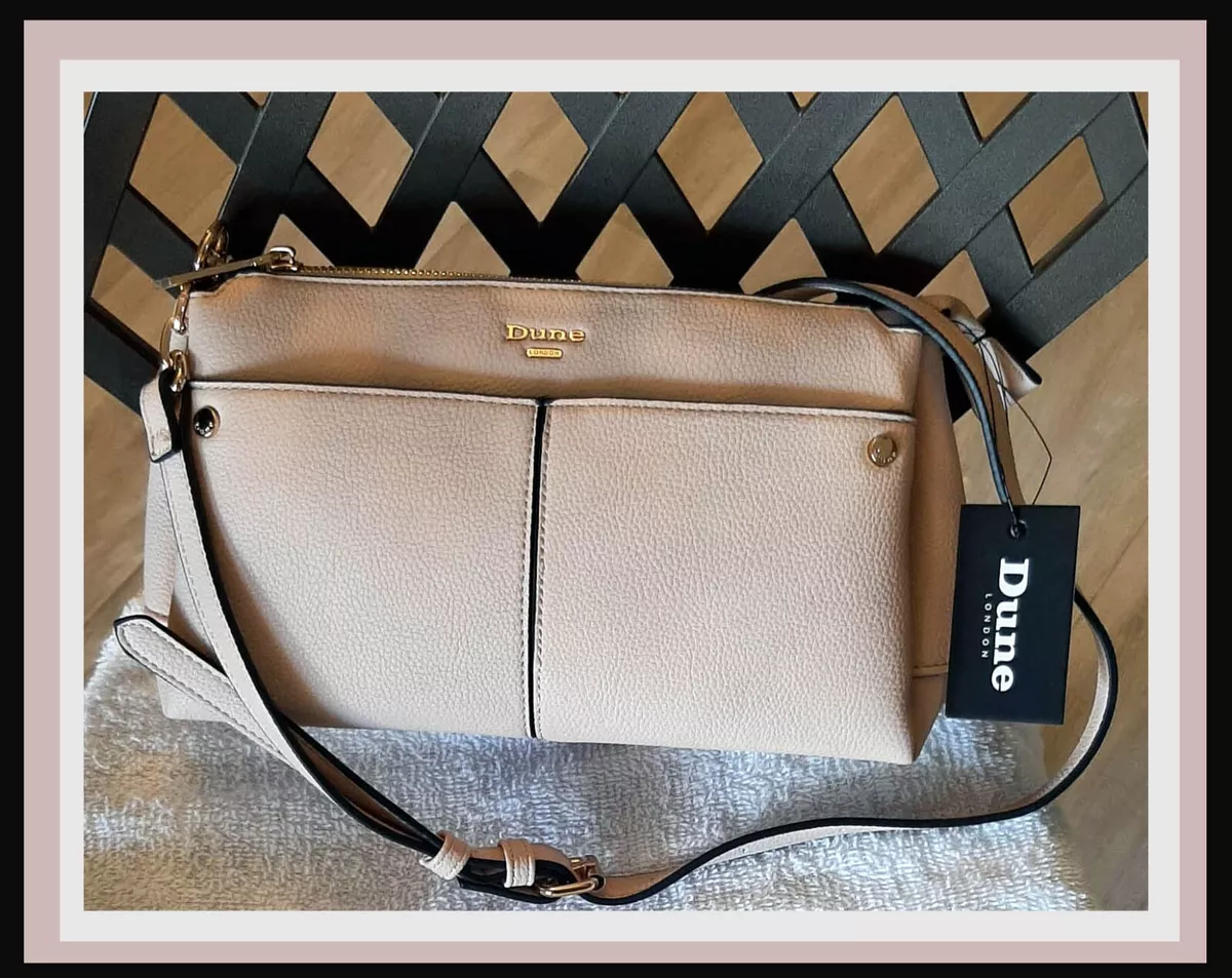 Dune London Beige crossbody bag zipper 3 compartments Strap Brand