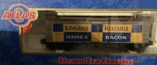 ATLAS O 3-RAIL KINGAN’S RELIABLE MEAT (INDIANAPOLIS) 36’ WOODSIDE REEFER O SCALE