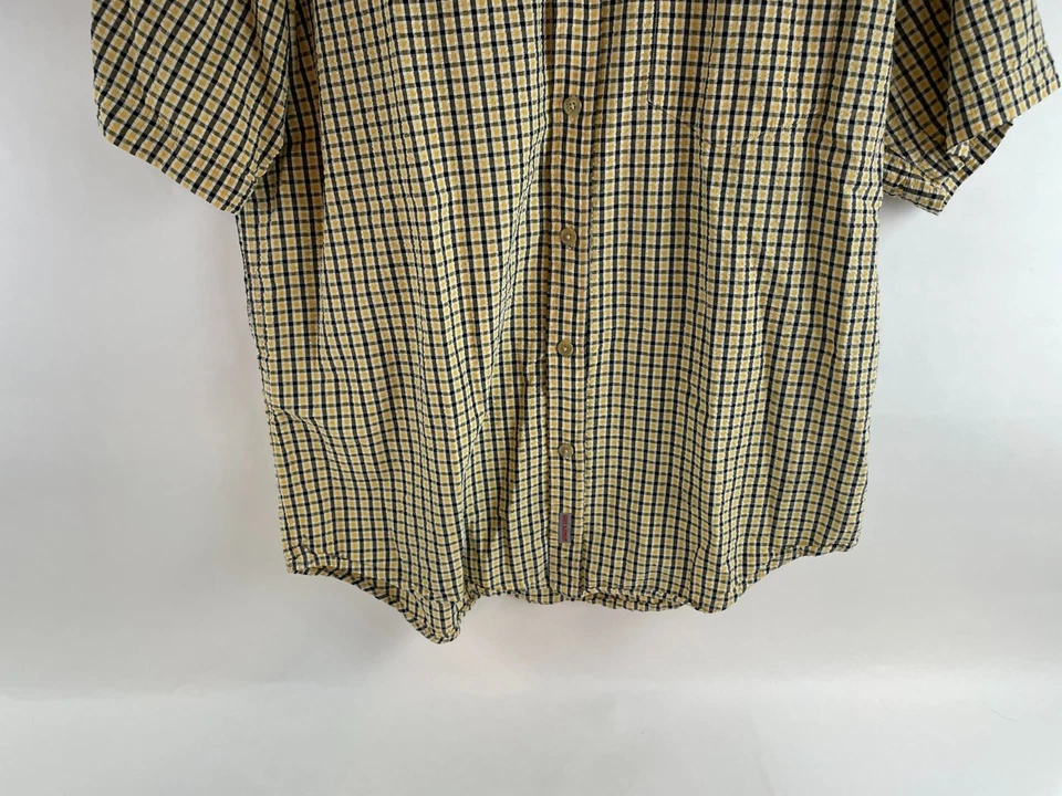 Grey Elephant Shirt Men's Size Large Black Yellow Button Up Seesucker Textured - Image 4 of 4