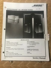 ORIGINAL BOSE- AM5 SE-5 SPEAKER SYSTEM - SERVICE MANUAL & SCHEMATIC D1172