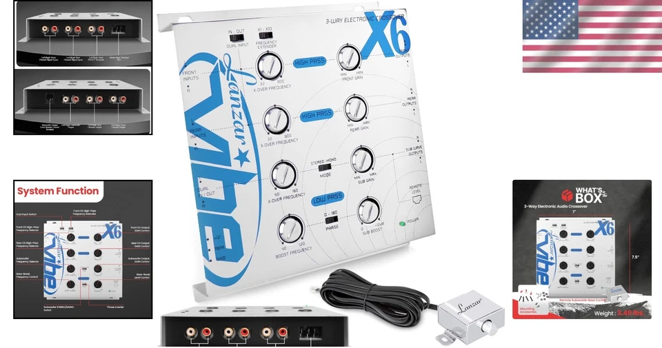 Vibe 3-Way Electronic Audio Crossover - Remote Control, Compact Design in White - Image 2 of 4