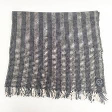 Khadi and Co Large wool stole made in India blanket Black Grey 5-1128T  