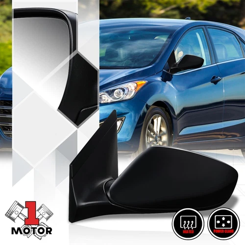 [Left] Driver Side Power+Heated Black OE Replacement Mirror for 13-17 Elantra GT