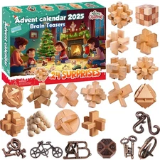 Advent Calendar 2025-24 Days of Brain Teaser Puzzles Toys Kit - Christmas Cou...