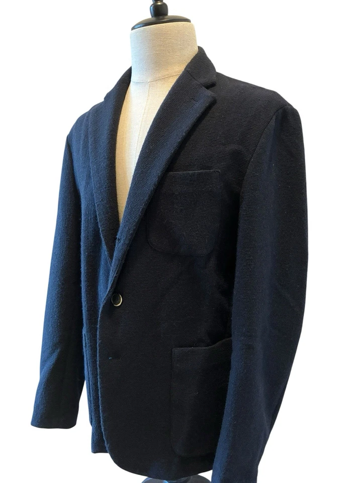 Barena Италии мужчин 40 шерсти трикотажа Blazer Куртка Пальто темно-синий / очень изящный! - Изображение 3 из 4