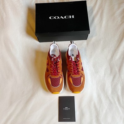 Coach Tech Runner Canyon Sneakers Shoes Mens Size 8 D Orange Colorful 