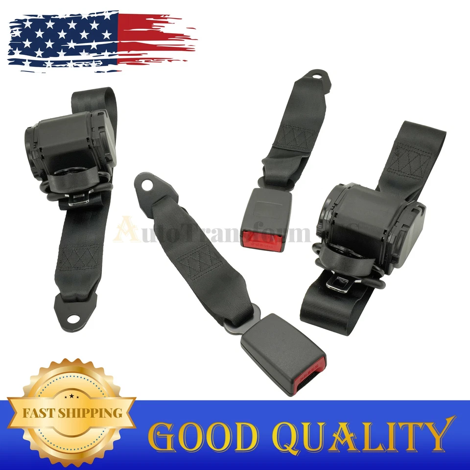 Fit 1982-1995 Jeep CJ YJ Wrangler 2 Set Universal 3 Point Retractable Seat Belts Foto 4 de 4