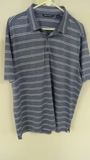 Cutter and Buck Men’s Blue Stripped Short Sleeve Polo Shirt - NWOT Size XL