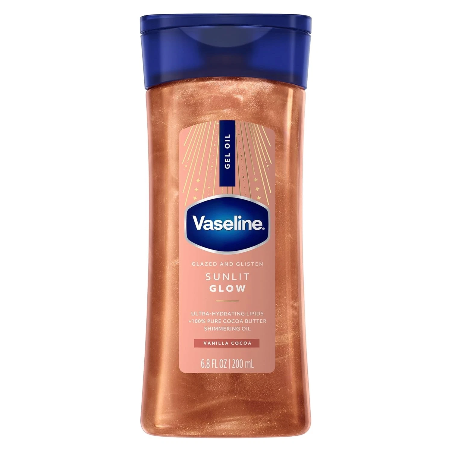 Vaseline Glazed & Glisten Sunlit Glow Body Gel Oil 100% Pure Cocoa Butter