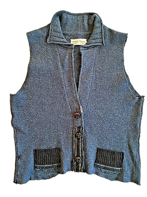 MULTIPLE THREADS Art to Wear Boho ECO Upcycled Designer Wool Sweater Vest O/S M
