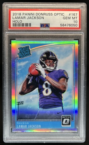 2018 Panini Donruss Optic Lamar Jackson Holo Prizm Rookie RC #167 Ravens PSA 10