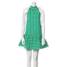 Christian Lacroix Striped Mini Dress Size Medium Green White