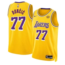 #77 Luka Doncic Swingman Men's Stitched Jersey Gold 