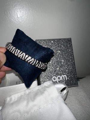 APM Monaco Zebra Bangle Bracelet Black CZ Recycled Silver Size M New in Box
