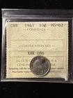 1947 Canada Ten Cents 10c - ICCS MS62  C1