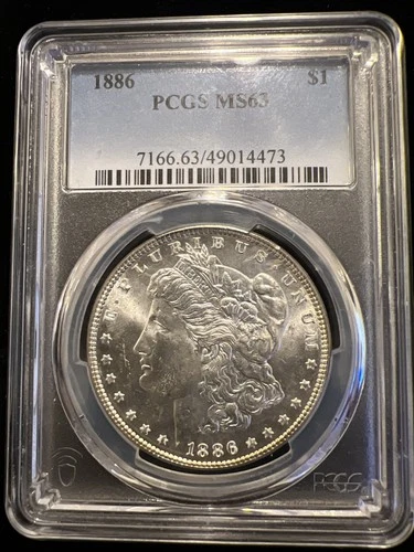 1886 Morgan Silver Dollar • PCGS MS‑63 • Bright Luster • Classic Type Coin
