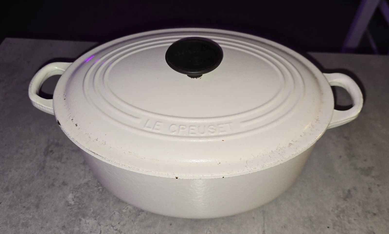 Le Creuset Oval Casserole Dish Dutch Oven White Size 27 Cast Iron See Photos 📸