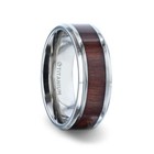Thorsten Sequoia Red Wood Inlaid Titanium Flat Polished Finish Men's Wedding Rin