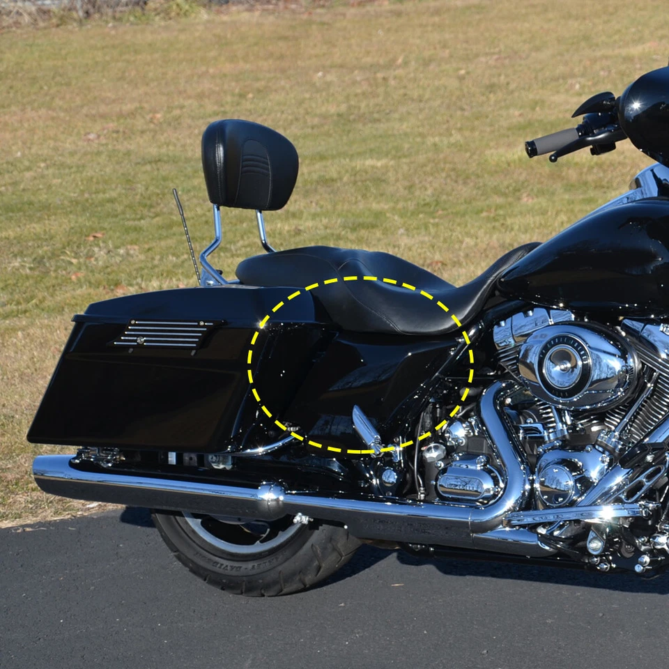 Paneles de cubierta laterales negros vivos aptos para Harley Touring Road Street Glide 2009-2022 Foto 3 de 4