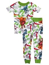 Jurassic Park Boys White Dinosaur Pajamas T-Shirt  Bottoms Sleep Set Size 4