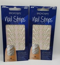 2 Broadway Nails Nail Strips Polish Stickers #60306 Gold Sparkle Neutral Silver