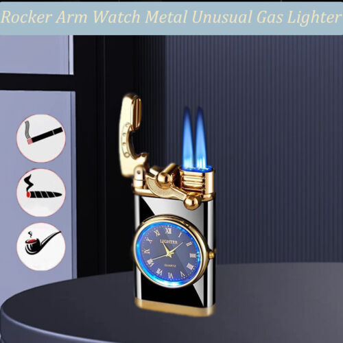 Cigarette Cigar Jet Lighter Gadgets Rocker Arm LED Watch Butane Gas Light Weight - Afbeelding 1 van 21