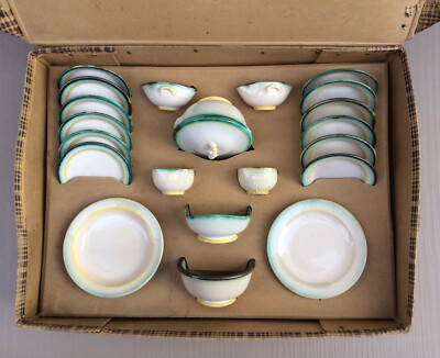 Ancienne Dinette En Porcelaine - Boîte D'origine - Décor Floral - Vintage - Occasion
