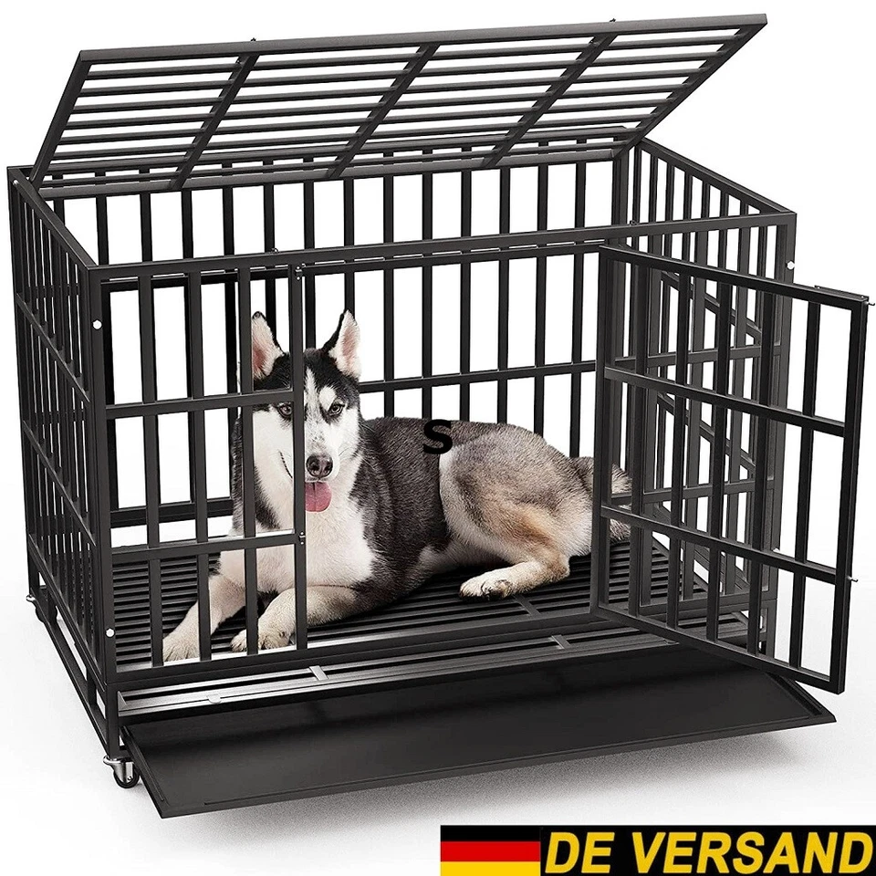 Hundekäfig Stahl Transportkäfig mit Rollen Hundetransportbox Hundebox Schwerlast - Bild 4 von 4