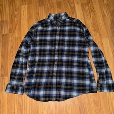 Croft And Barrow Long Sleeve Button Up Flanel Shirt Mens Size XL Blue