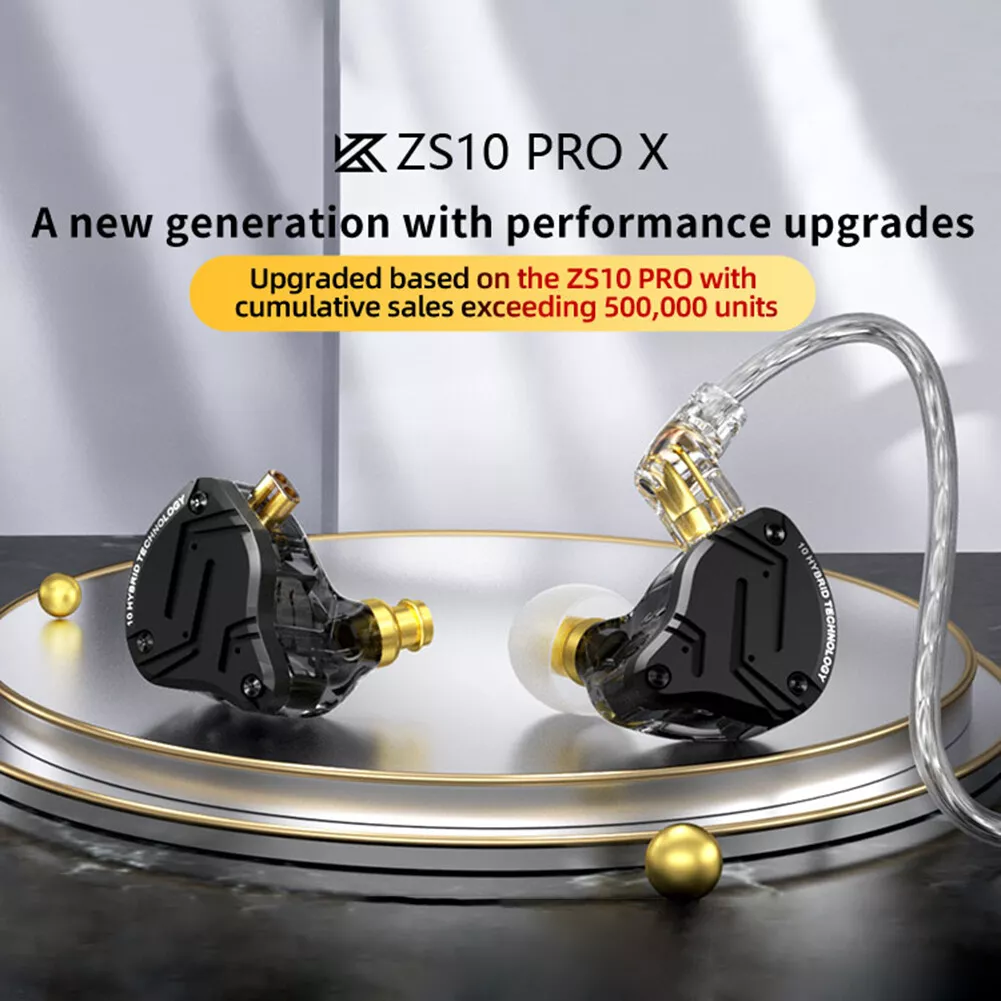 KZ ZS10 PRO X Upgraded 1DD+4BA Hybrid Driver HiFi IEMs In-Ear