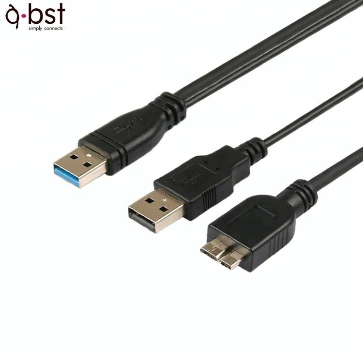 Usb 3.0 Male To Type A Micro B Male Dual Power Y spliter Cable Extension Wire   - Image 2 of 4