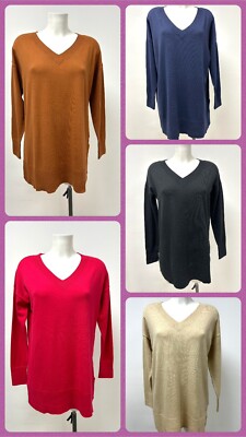 Ex Evans Damen Longline Feinstrick V-Ausschnitt Pullover/Top Größen 12-30