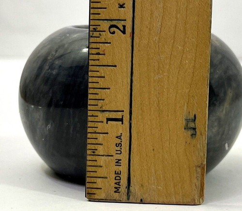 Marble Onyx Stone Gray Candle Holder Round Heavy 2.5" wide by approx 2" tall - Picture 7 of 9