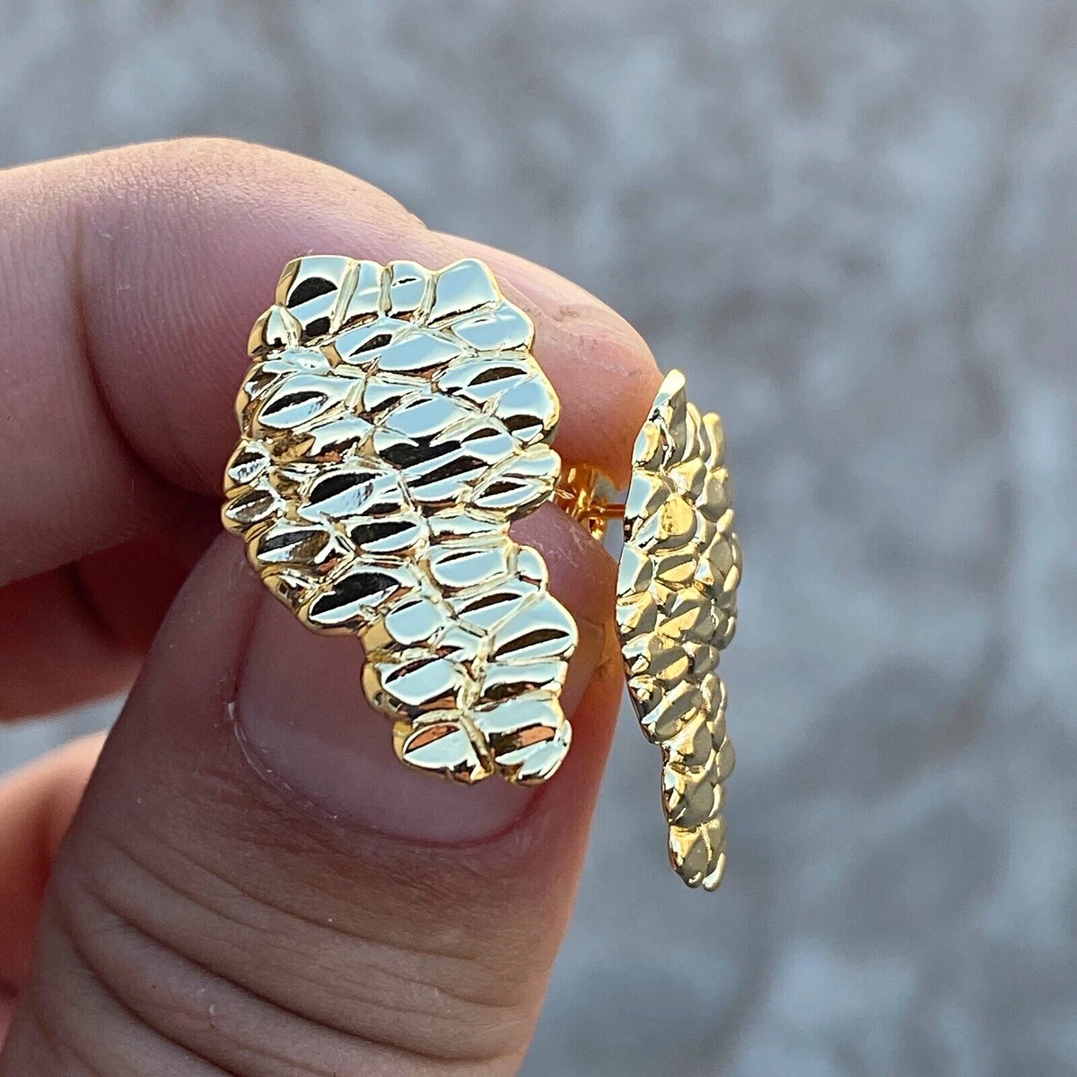 Mens 14k deals gold nugget earrings