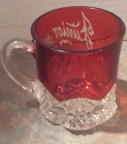 Antique Ruby Red Flash Glass Souvenir Glasses, Cups Etched Lot of 3 - Chicago, - Picture 6 of 11