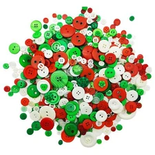 600-700Pcs Mixed Red White Green Buttons for Crafts Bulk Assorted Size