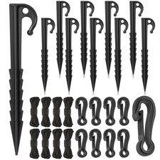 24 Pieces Plastic Inflatable Stakes Set, Include Tent Stakes, Tethers Ropes a...