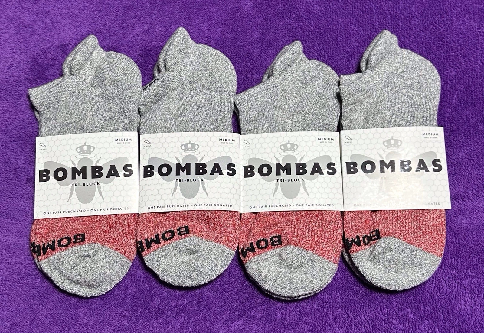 Bombas 4-Pack Ankle Socks Size Medium Brand New Unisex Multicolor 4-Pairs