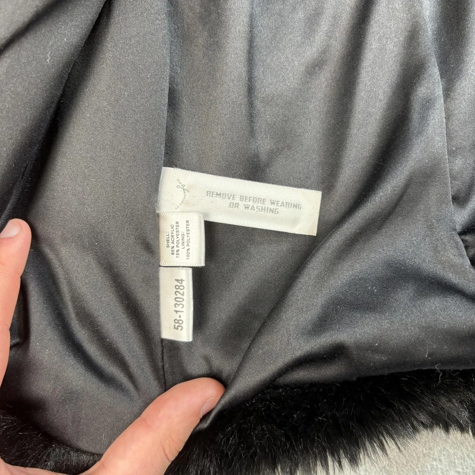 Chaqueta Ann Taylor LOFT Mujer 16 Negra Imitación Piel Recortada Boho Fiesta Gótica Y2K Foto 4 de 4