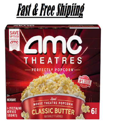 AMC Theatres Microwave Popcorn 6ct, Classic Butter