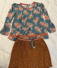 Matilda Jane Just Imagine Afina Floral Top EUC & Skirt NWT Size 4