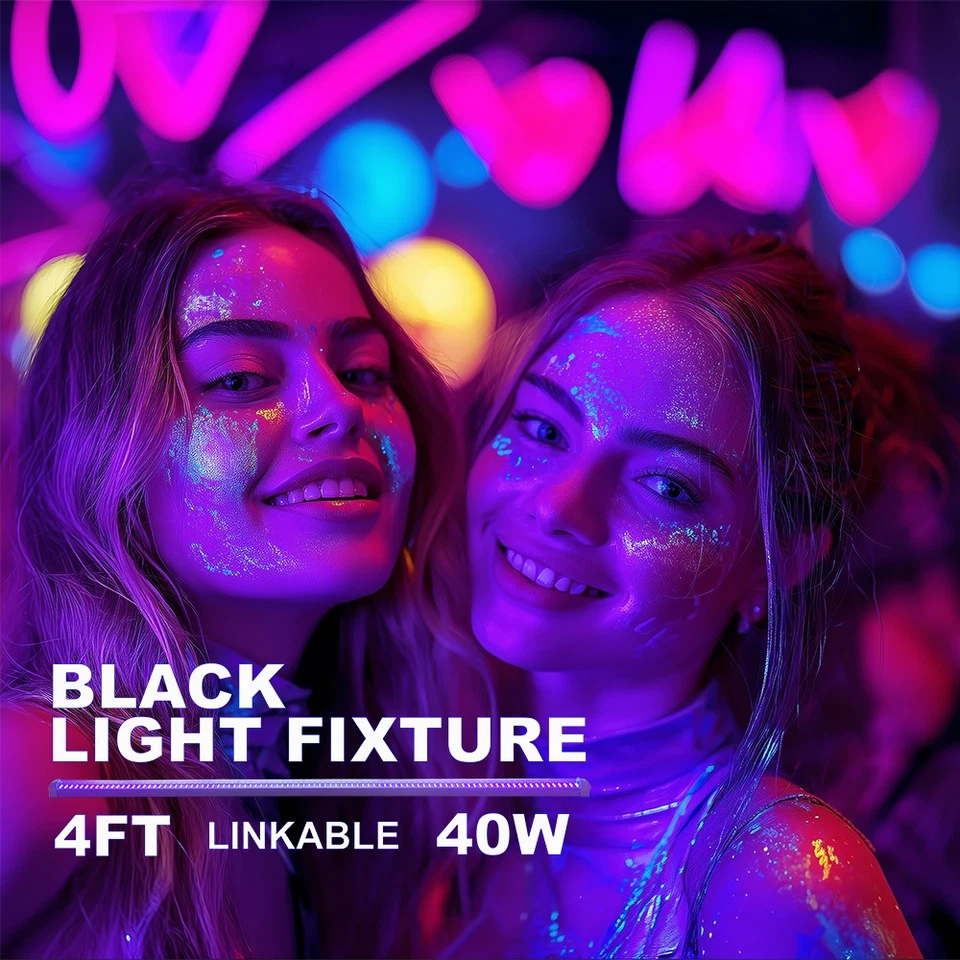 12 or 24 Pack 4 Foot UV Black Lights for Parties Halloween Christmas Decoration - Image 3 of 4