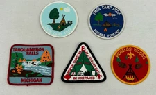 Lot of 5 Vintage Camp Camping Iron On Patches YMCA Michigan Ohio Scouts 90’s