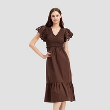 Women's Flutter Short Sleeve Midi A-Line Dress - Universal Thread