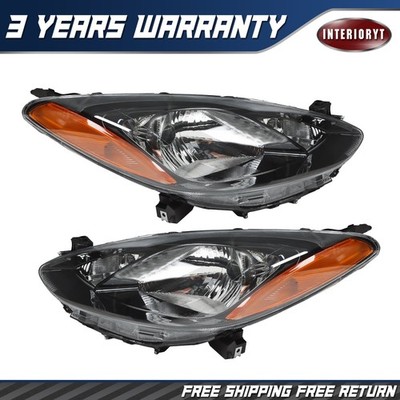 Headlights For 2011-2014 Mazda 2 Hatchback Headlamp Halo Assembly Left Right