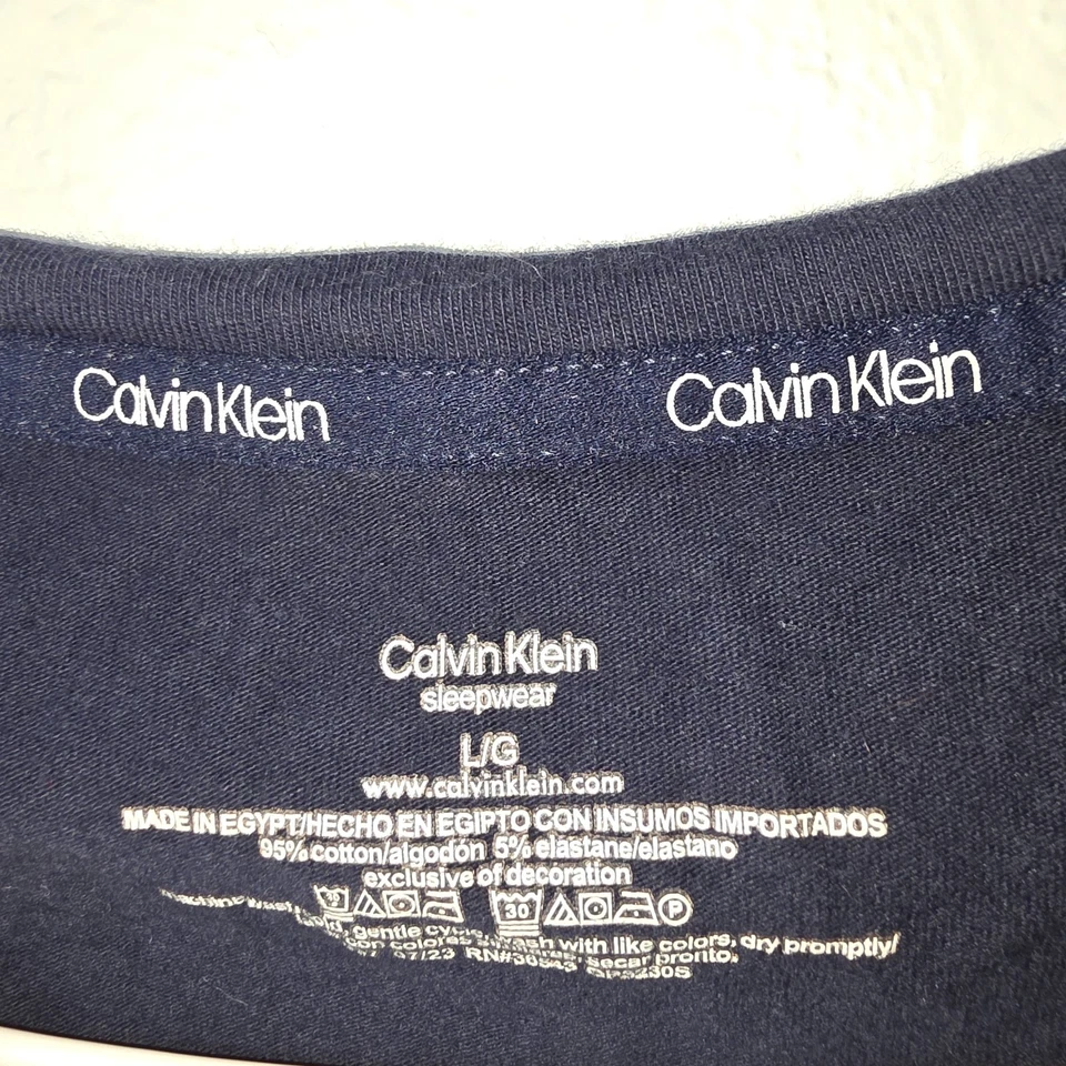 Calvin Klein Logo Women’s Blue Long Sleeve Sleepwear Top Shirt Sz Large - Image 3 of 4